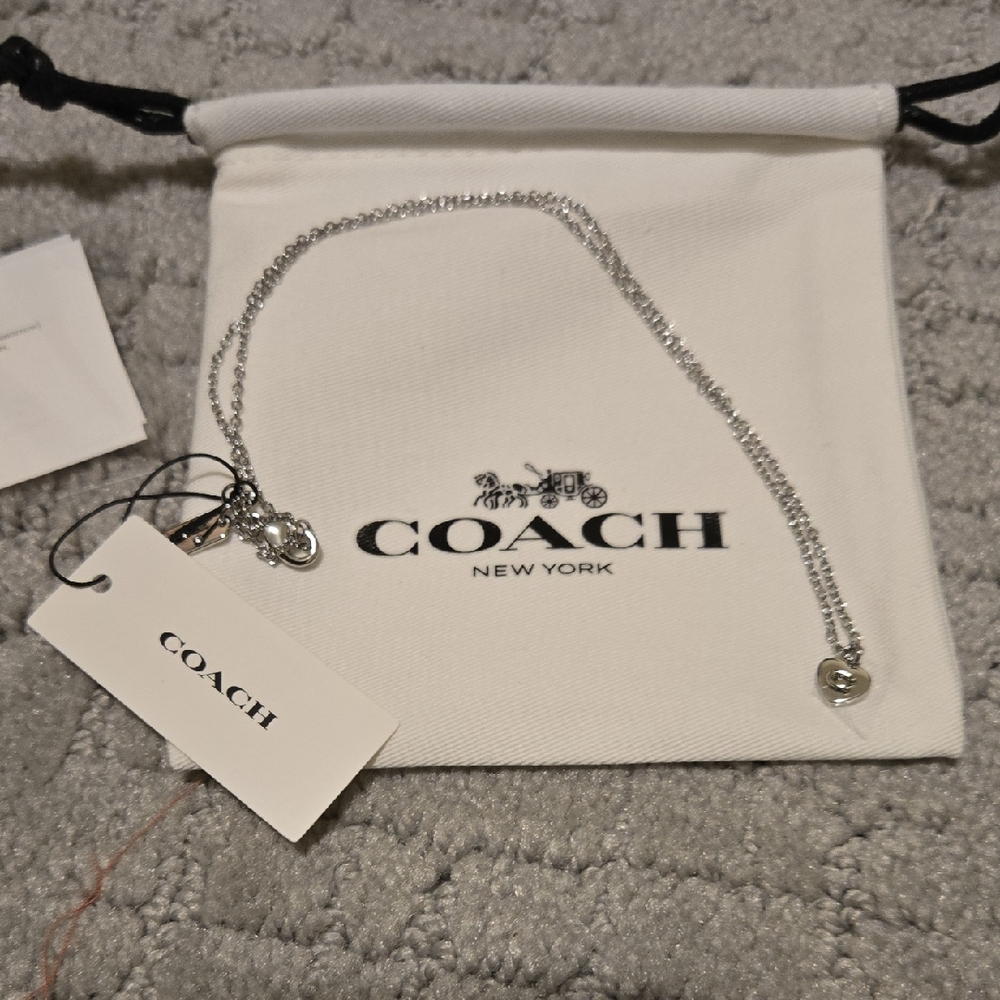 Coach Silver Heart Necklace NWT